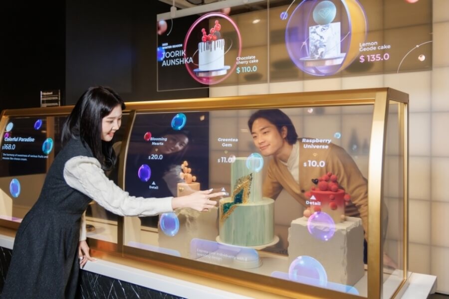 Transparent OLED displays enhancing brand visibility in retail environments.