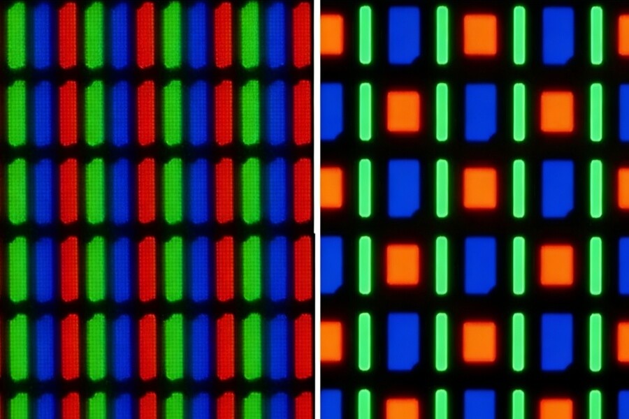comparison of LCD and OLED pixel structure in display panels