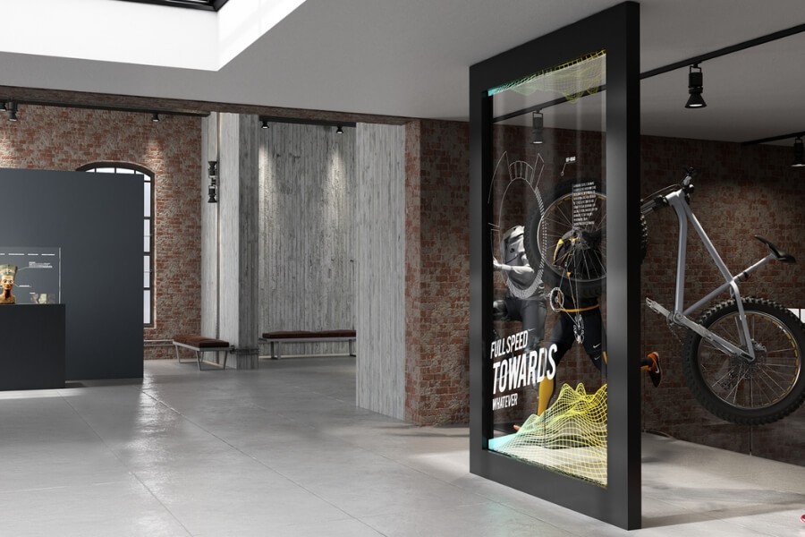 transparent OLED display used in creative window display design